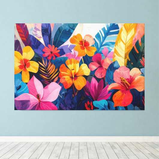 Tropisch abstract canvas afdruk (Insitu (Houten vloer))