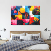 Tropisch abstract canvas afdruk (Insitu (Slaapkamer))
