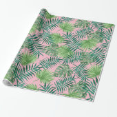 Tropisch afdrukken - Palm Trees roze Cadeaupapier (Uitgerold)