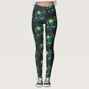 Tropisch Alfabet: B op Zwart Leggings
