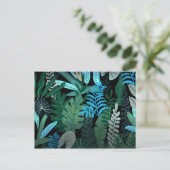Tropisch Aloha Exotic Blue Oerwoud Pattern at Nigh Briefkaart (Staand voorkant)