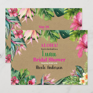 Tropisch Aloha Floral Luau Kraft Vrijgezellenfeest Kaart