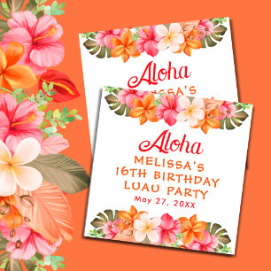 Tropisch Aloha Luau Bloemrijke Verjaardagsfeest Vierkante Sticker