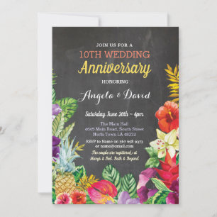 Tropisch Aloha Wedding Jubileum Chalk Invite Kaart