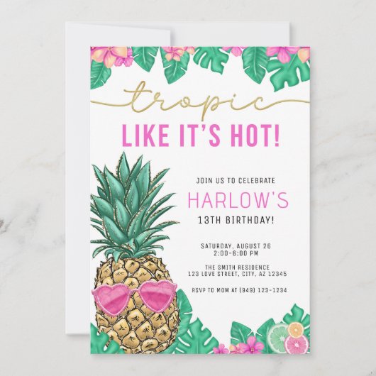 Tropisch als het heet ananas tropische verjaardag kaart (Voorkant)