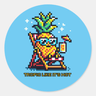 Tropisch alsof het heet is ronde sticker
