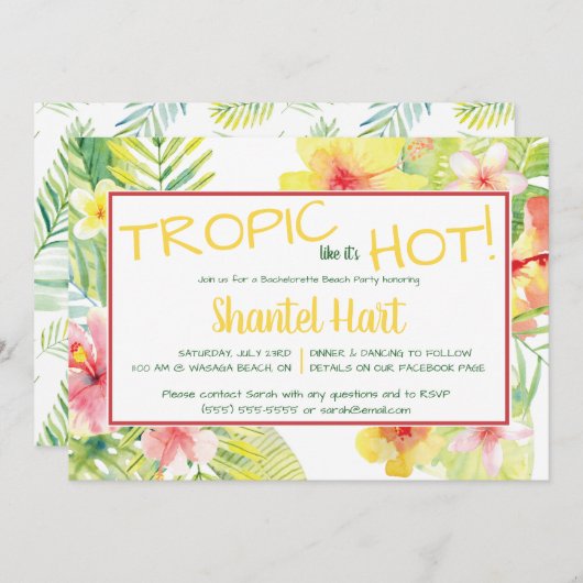 Tropisch alsof het heet is! Tropische partij Kaart (Voorkant / Achterkant)