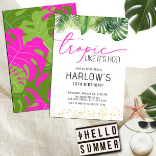 Tropisch alsof het Hot Pink Tropical Birthday is Kaart