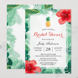 Tropisch anananas Hawaiian Hibiscus Vrijgezellenfe Kaart