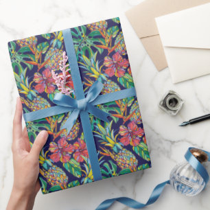 Tropisch anananas Hibiscus Pattern Cadeaupapier