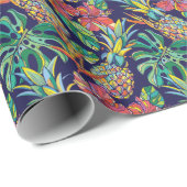 Tropisch anananas Hibiscus Pattern Cadeaupapier (Rol Hoek)