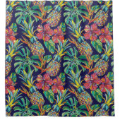 Tropisch anananas Hibiscus Pattern Douchegordijn (Voorkant)