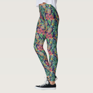 Tropisch anananas Hibiscus Pattern Leggings