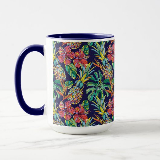 Tropisch anananas Hibiscus Pattern Mok (Links)