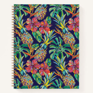 Tropisch anananas Hibiscus Pattern Notitieboek