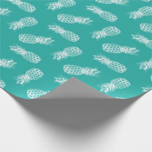 Tropisch anananas Pattern Modern Turquoise Cadeaupapier (Hoek)