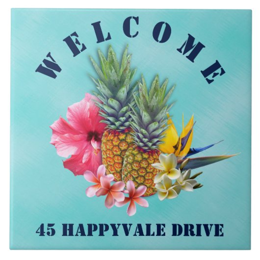 Tropisch anananas Welkomstwoord Tegeltje (Voorkant)