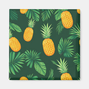 Tropisch Ananas Bladeren Patroon Magneet