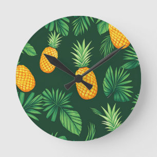 Tropisch Ananas Bladeren Patroon Ronde Klok
