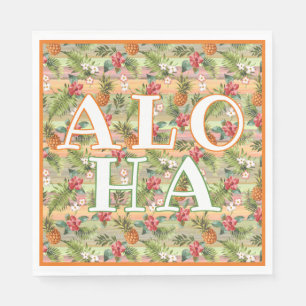 Tropisch Ananas Bloem Botanisch Bladeren Patroon Servet