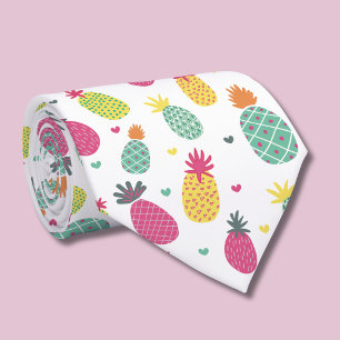 Tropisch ananas- en hartpatroon stropdas
