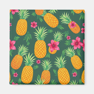 Tropisch Ananas Hibiscus Patroon Magneet
