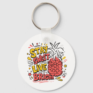 Tropisch Ananas Ontwerp Leuke Kleurrijke Zomer Sleutelhanger