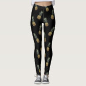 Tropisch ananaspatroon Zwarte Leggings (Voorkant)