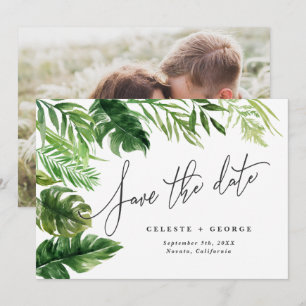 Tropisch aquarel blad florale foto save the date