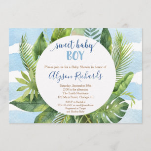 Tropisch baby shower boy, lieve baby boy groen kaart