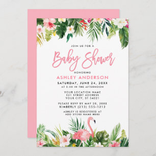 Tropisch Baby shower Penseel Script Kaart