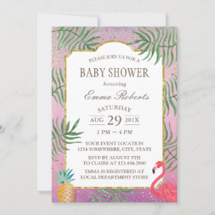 Tropisch Baby shower van de Waterverf van ananas Kaart