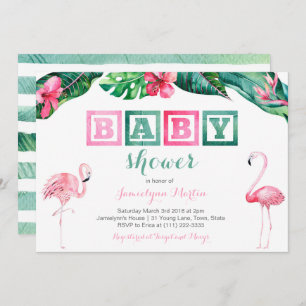 Tropisch Baby shower van Flamingo Invites, bladerd Kaart