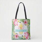 Tropisch Bachelorette Luau Pineapple Flowers Tote Bag (Voorkant)