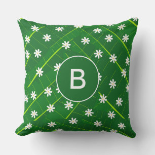 tropisch bananenblad en bloemen groen botanisch kussen