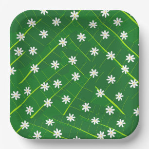 tropisch bananenblad en bloemen groen botanisch papieren bordje