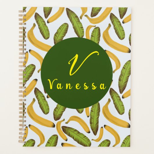 Tropisch bananenbladmonogram planner (Voorkant)