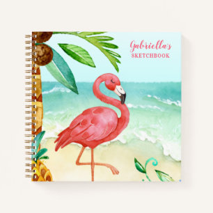 Tropisch Beach Flamingo Personalized Sketchbook Notitieboek