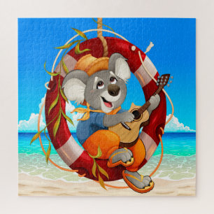 Tropisch-Beach Guitar die Koala speelt Legpuzzel