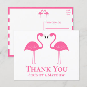 Tropisch Beach roze flamingo Weddenschap Bedankt Briefkaart