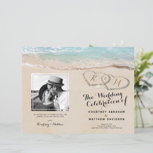 Tropisch beach Wedding Ceremony Programme (Staand voorkant)