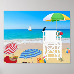 Tropisch-Beach-zand-reddingstoren Poster