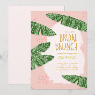 Tropisch Beachy Pink Bridal Brunch Uitnodiging