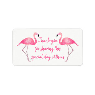 Tropisch bedankt roze flamingos Wedding Beach Etiket