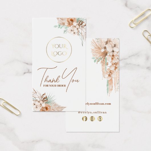 Tropisch beige en mint bijsluiter visitekaartje (Kantoor)