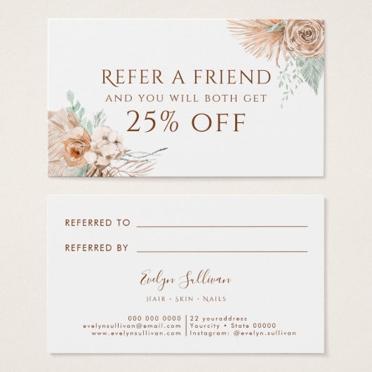 Tropisch beige en muntverwijzingskaart visitekaartje (Voorkant /achterkant)