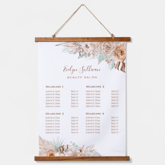 Tropisch beige munt prijslijst hangend tapijt hangend wandkleed (Voorkant)