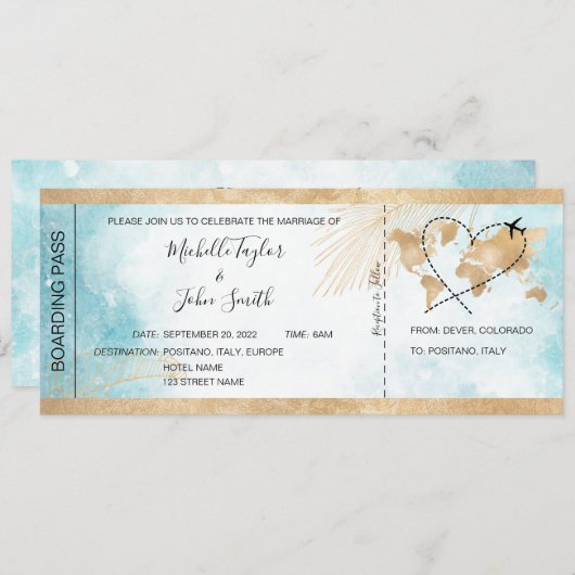 Tropisch bestemmings-weddenschap-instapmodel kaart (Voorkant / Achterkant)