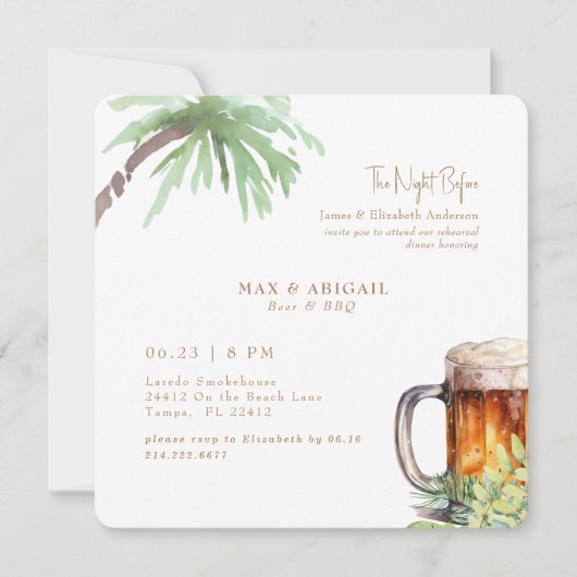 Tropisch bier & BBQ de avond ervoor Kaart (Voorkant)