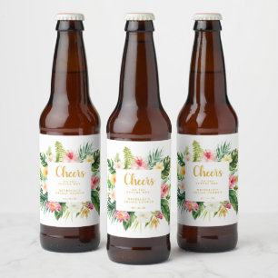 Tropisch bierfleslabel voor bruidsuitnodiging bier etiket